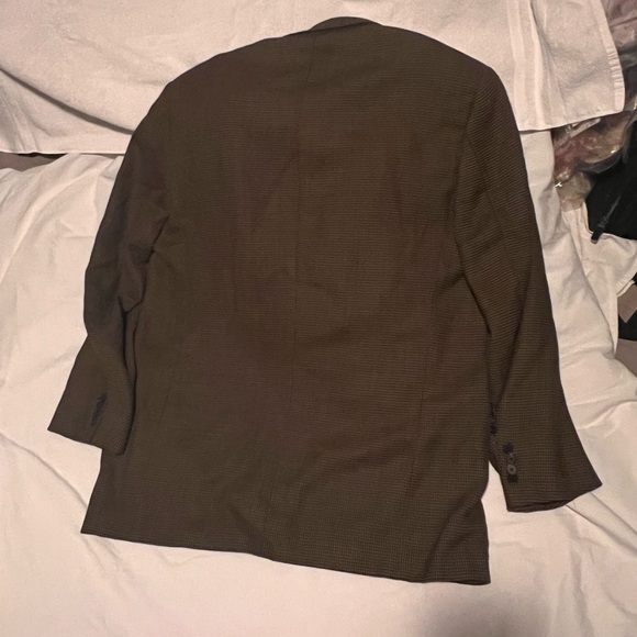 VINTAGE JOSEPH ABBOUD FOR JACOBSON’S TAN/ BLACK CHECK MENS SPORT COAT - Picture 3 of 7